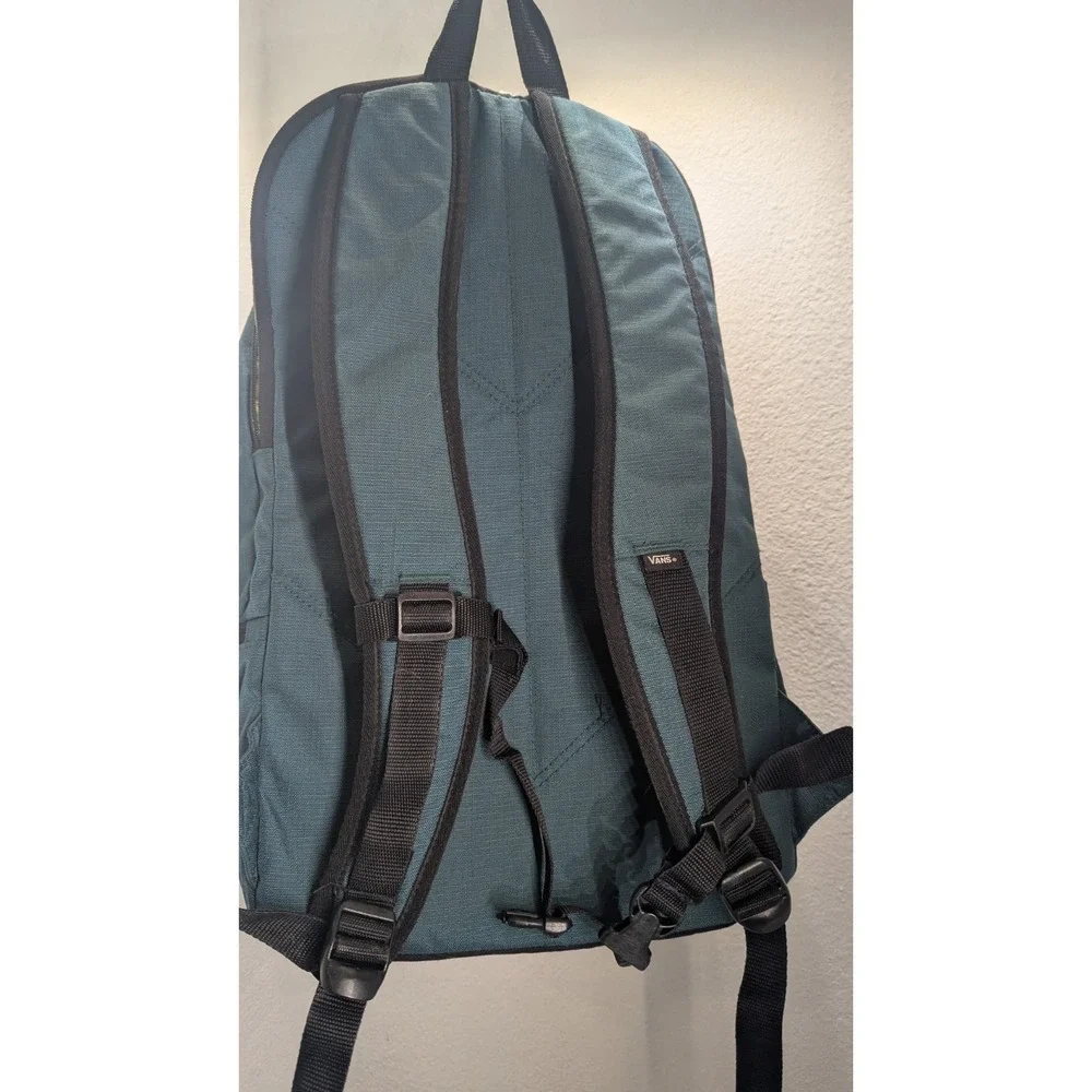 Vans Blue Backpack Laptop School Daypack Lime Green Lining Dark Forest Green